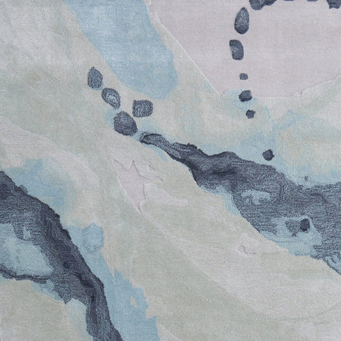 8' X 10' Green Blue And Ivory Abstract Hand Tufted Area Rug