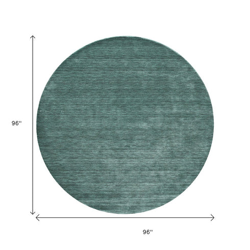 9' X 13' Green And White Hand Woven Area Rug