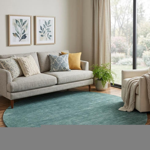 9' X 13' Green And White Hand Woven Area Rug