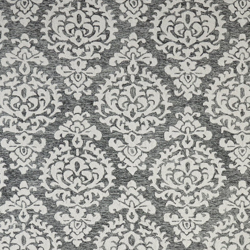 9' X 12' Gray Ivory And Black Floral Hand Tufted Area Rug