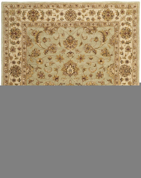 8' X 10' Tan Brown And Green Oriental Hand Tufted Area Rug