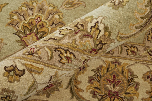 8' X 10' Tan Brown And Green Oriental Hand Tufted Area Rug