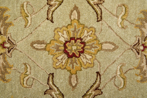 8' X 10' Tan Brown And Green Oriental Hand Tufted Area Rug