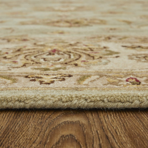 8' X 10' Tan Brown And Green Oriental Hand Tufted Area Rug