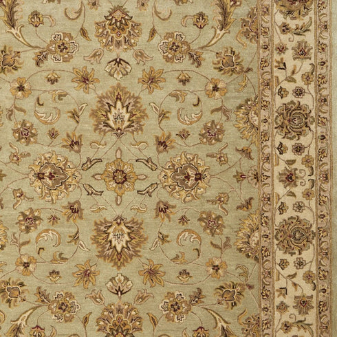 8' X 10' Tan Brown And Green Oriental Hand Tufted Area Rug