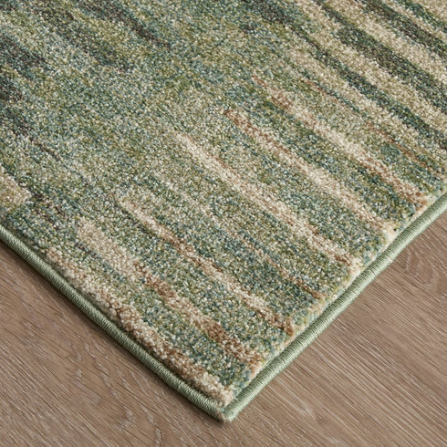 9' X 12' Green Ivory And Brown Abstract Distressed Area Rug