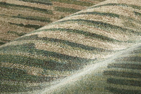 9' X 12' Green Ivory And Brown Abstract Distressed Area Rug