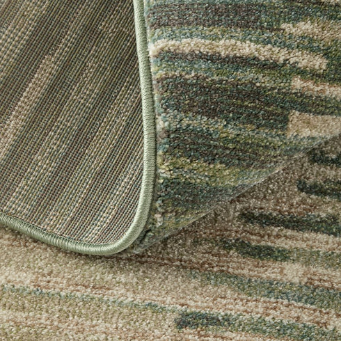 9' X 12' Green Ivory And Brown Abstract Distressed Area Rug