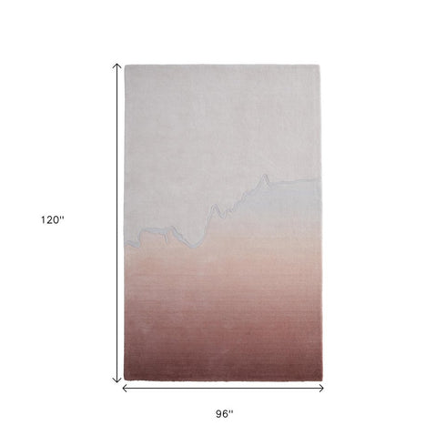 8' X 10' Pink And Ivory Ombre Hand Tufted Area Rug