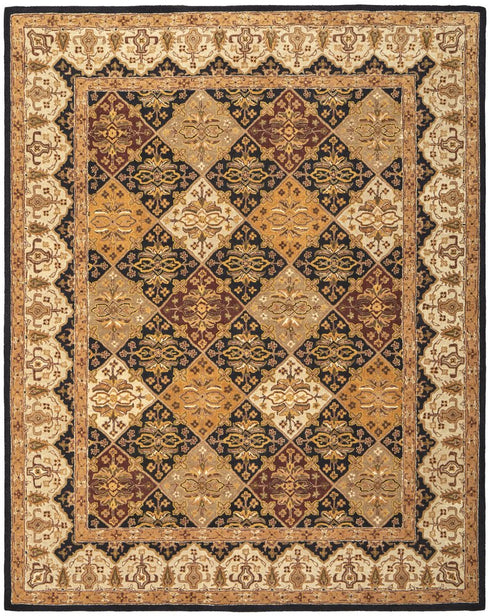 8' X 10' Gold Tan And Black Geometric Hand Tufted Area Rug