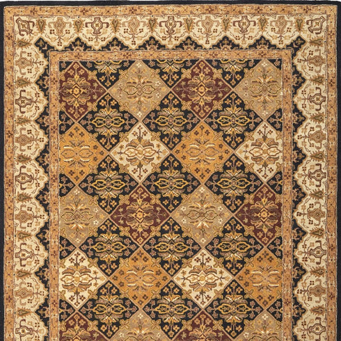 8' X 10' Gold Tan And Black Geometric Hand Tufted Area Rug