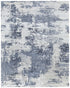 9' X 12' Blue And Ivory Abstract Hand Tufted Area Rug
