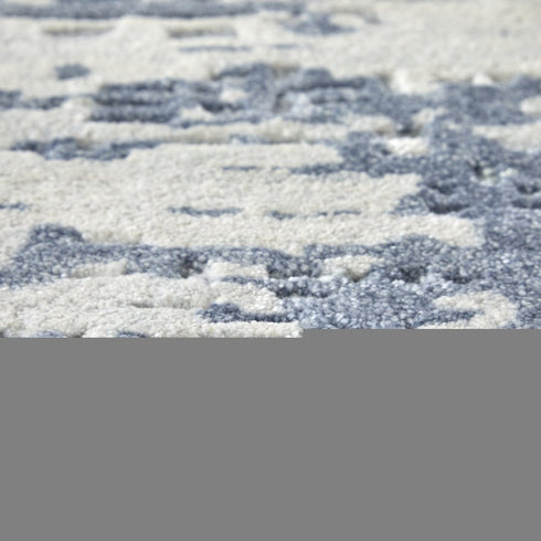 9' X 12' Blue And Ivory Abstract Hand Tufted Area Rug