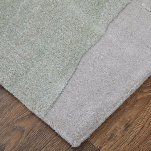 8' X 10' Green Blue And Ivory Abstract Hand Tufted Area Rug