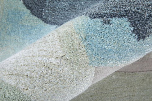 8' X 10' Green Blue And Ivory Abstract Hand Tufted Area Rug