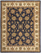 8' X 10' Blue Tan And Gold Oriental Hand Tufted Area Rug