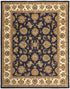 8' X 10' Blue Tan And Gold Oriental Hand Tufted Area Rug