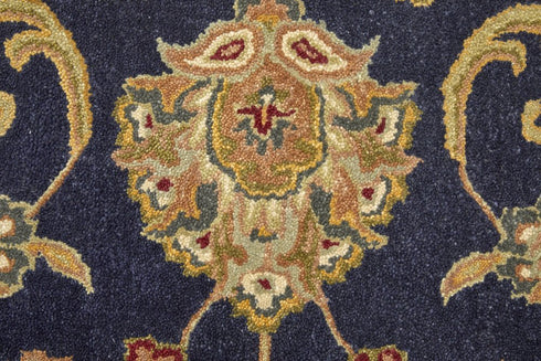 8' X 10' Blue Tan And Gold Oriental Hand Tufted Area Rug