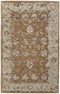 8' X 10' Tan And Ivory Floral Hand Tufted Area Rug