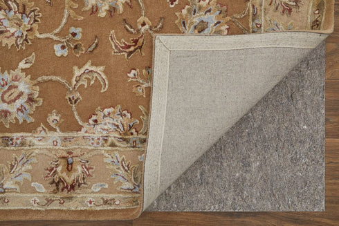 8' X 10' Tan And Ivory Floral Hand Tufted Area Rug