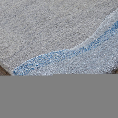 9' X 12' Blue And Gray Abstract Hand Tufted Area Rug