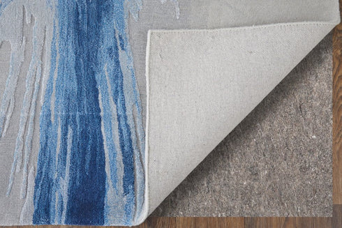 9' X 12' Blue And Gray Abstract Hand Tufted Area Rug