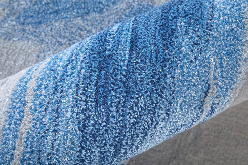 9' X 12' Blue And Gray Abstract Hand Tufted Area Rug