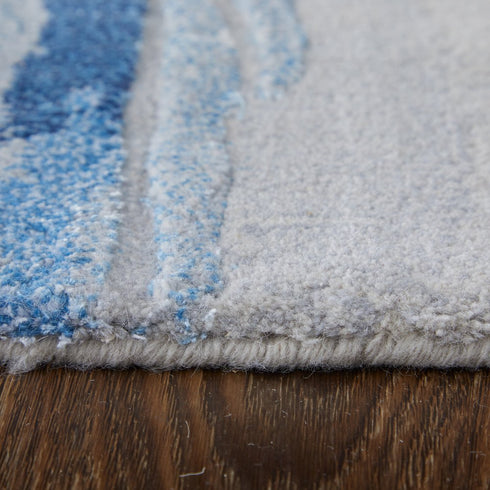 9' X 12' Blue And Gray Abstract Hand Tufted Area Rug