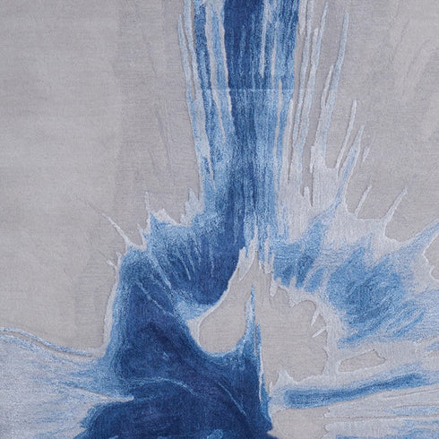 9' X 12' Blue And Gray Abstract Hand Tufted Area Rug