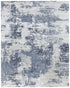 9' X 12' Blue And Ivory Abstract Hand Tufted Area Rug