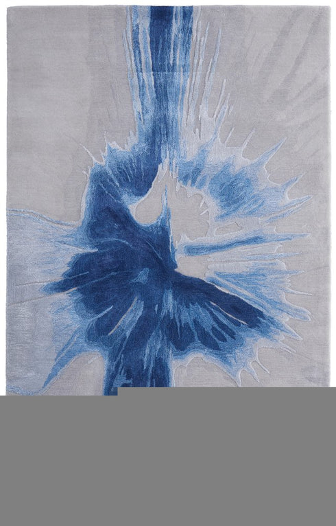 9' X 12' Blue And Gray Abstract Hand Tufted Area Rug