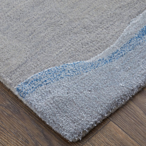 9' X 12' Blue And Gray Abstract Hand Tufted Area Rug