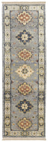 8' X 10' Gray Blue and Taupe Wool Geometric Hand Knotted Area Rug With Fringe