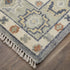 8' X 10' Gray Blue and Taupe Wool Geometric Hand Knotted Area Rug With Fringe
