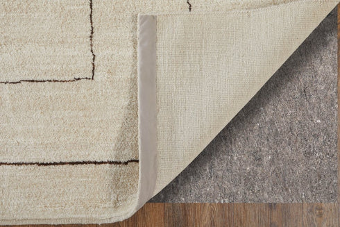 8' X 10' Ivory And Brown Wool Abstract Hand Knotted Area Rug