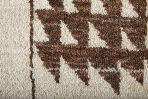 8' X 10' Ivory And Brown Wool Abstract Hand Knotted Area Rug