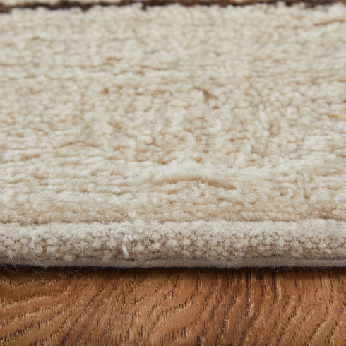 8' X 10' Ivory And Brown Wool Abstract Hand Knotted Area Rug
