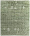 8' X 10' Green And Ivory Abstract Hand Knotted Area Rug