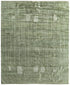 8' X 10' Green And Ivory Abstract Hand Knotted Area Rug