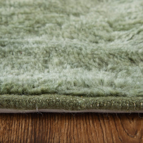 8' X 10' Green And Ivory Abstract Hand Knotted Area Rug