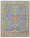 9' X 12' Blue Green And Yellow Geometric Hand Knotted Area Rug With Fringe
