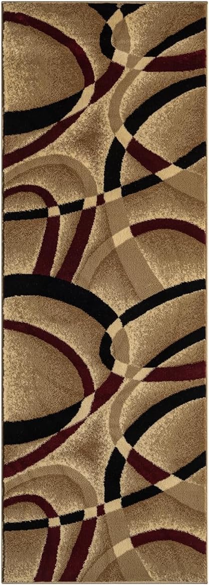 Grey, Black, White Modern Abstract Area Rug