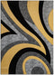 Black and Grey with Red or Yellow Abstract 3D Area Rug