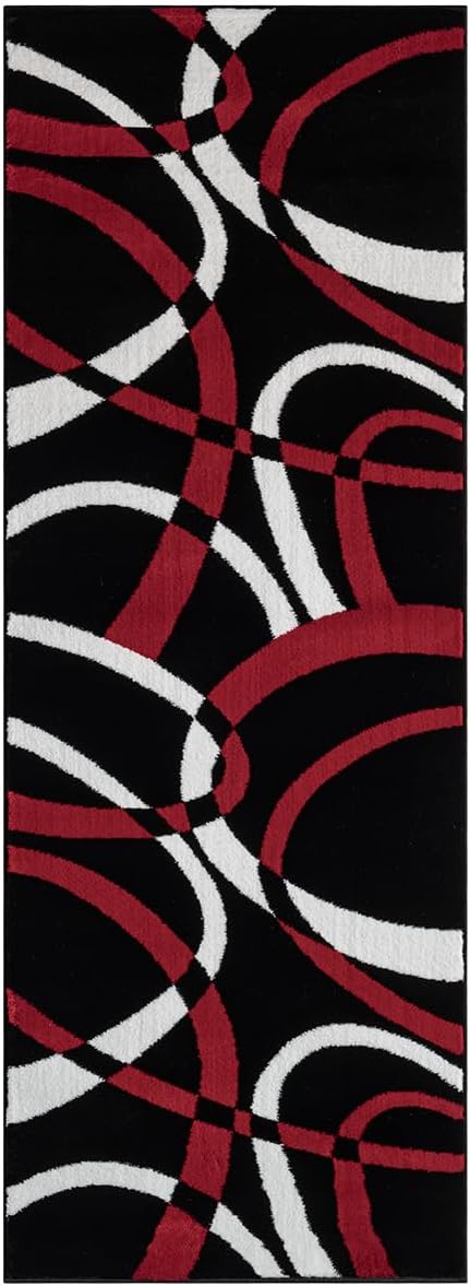 Grey, Black, White Modern Abstract Area Rug