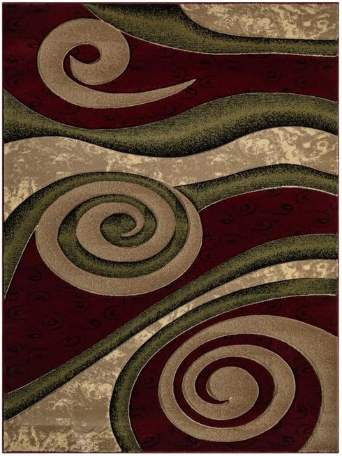 3D Spiral Swirls Modern Area Rug- Multicolor