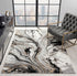 White and Gold with Blue or Black Modern Abstract Flow Area Rug