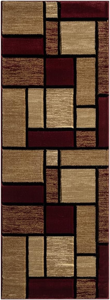 Black, Grey, and Multicolor 3D Carved Modern Area Rug