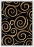 Black, Beige, and Gold Circle Swirls Abstract Area Rug