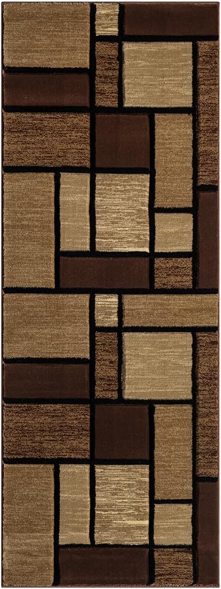 Black, Grey, and Multicolor 3D Carved Modern Area Rug