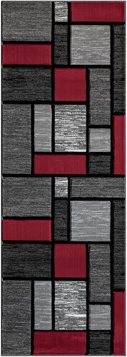 Black, Grey, and Multicolor 3D Carved Modern Area Rug